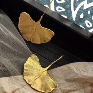 NEW! Gold Plated Minimalist Gingko Hook Earrings